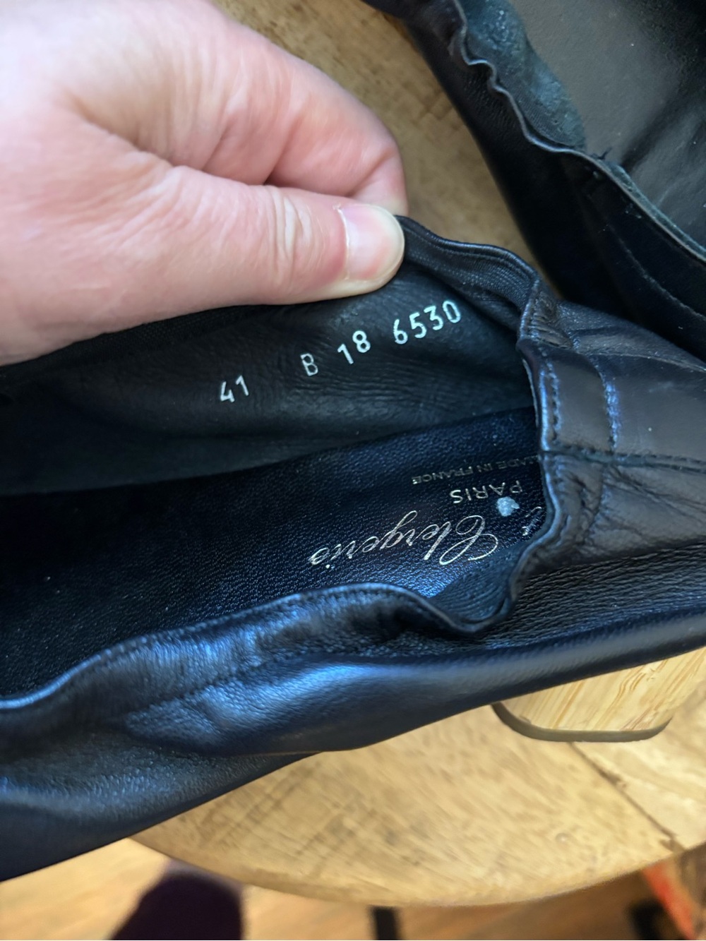 Robert Clergerie designer Black Leather Block Heel Ballet Flats - Picture 8 of 9